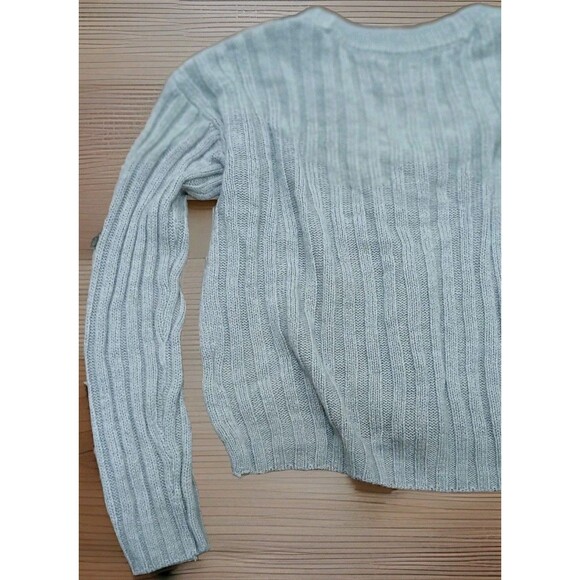 SO Gray Ribbed Cropped Cardigan Sweater Juniors M Y2K Preppy Grunge Button Up - Picture 6 of 9